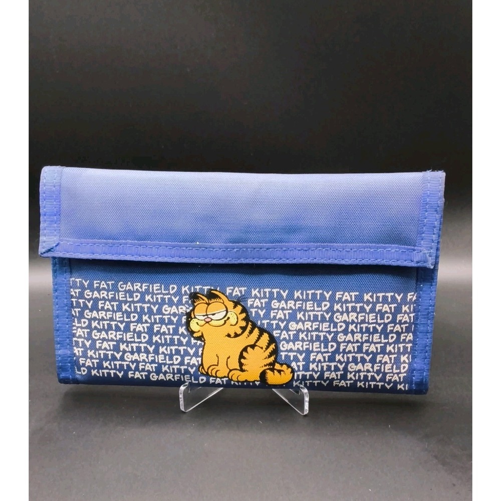 Vintage 1978 Garfield Nylon Hook And Loop Wallet Kat's Meow Blue Fat Kitty Retro